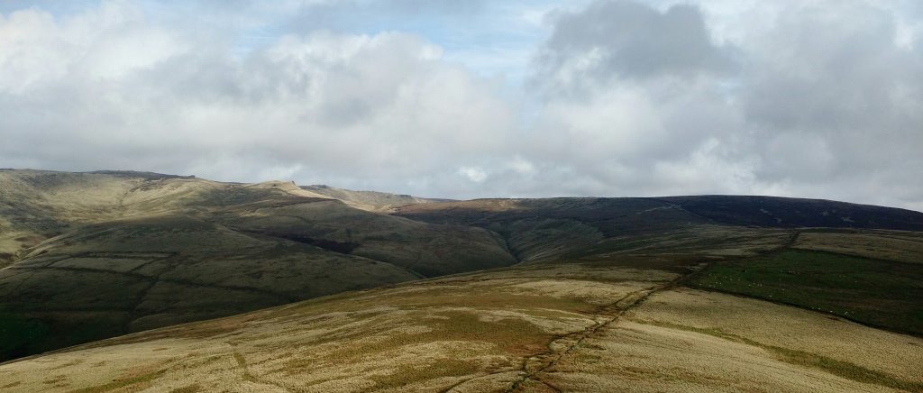 Kinderscout from South Head, sunny